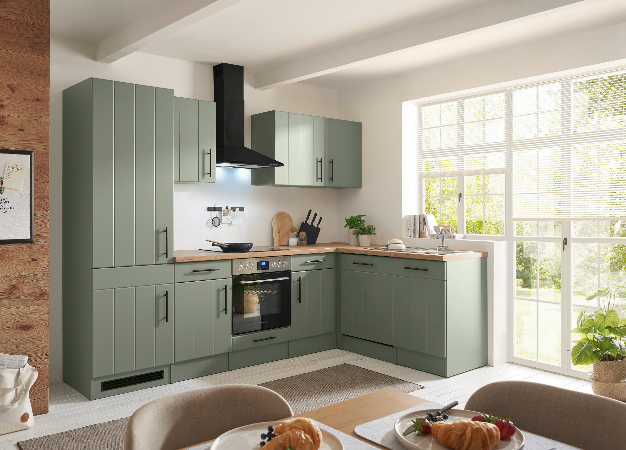 HÖRNKÖK 280/172 cm  i vildek, vassgrön  - vassgrön/vildek, Trend, metall/trämaterial (280/172cm) - Respekta