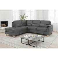 ROHOVÁ SEDAČKA, kůže, antracitová - barvy dubu/antracitová, Basics, dřevo/kůže (212/236cm) - Sit & More