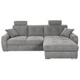 ECKSOFA in Mikrofaser Grau  276/193 cm  - Chromfarben/Grau, MODERN, Kunststoff/Textil (276/193cm) - Hom`in
