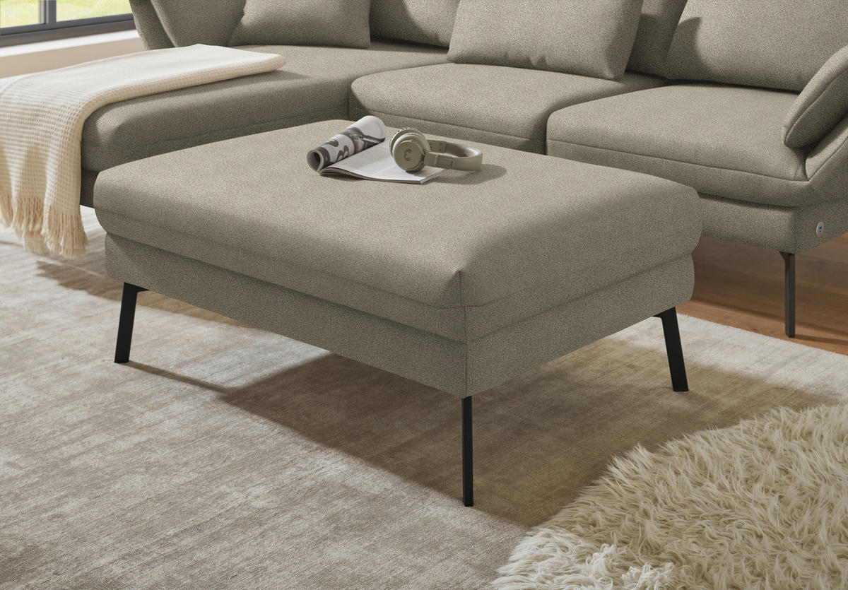 ECKSOFA  in Flachgewebe Sandfarben  175-224/255-365 cm  - Sandfarben/Schwarz, Design, Textil/Metall (175-224/255-365cm) - Dieter Knoll