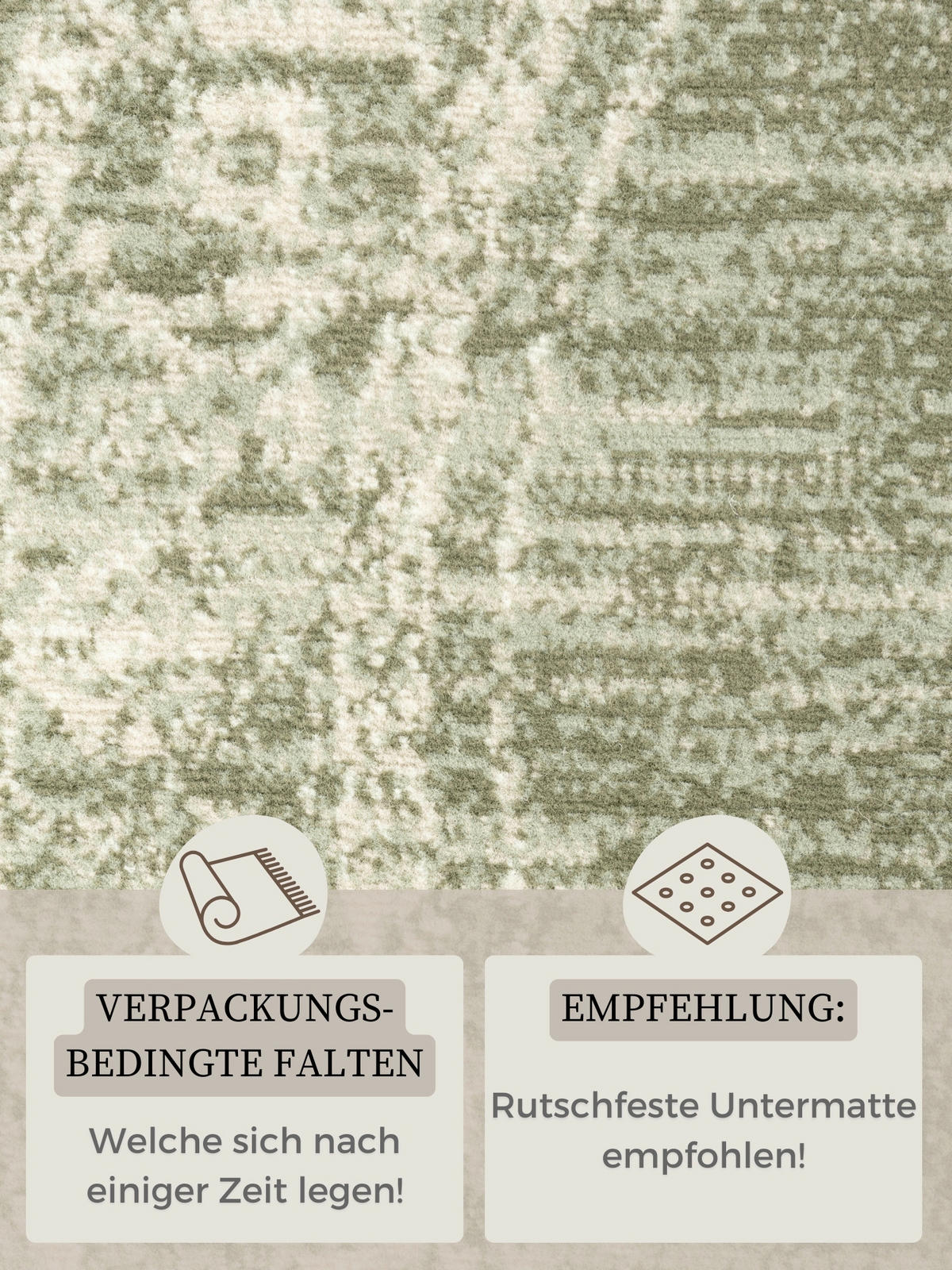 FLACHWEBETEPPICH 120 cm Gloria Creme, Hellgrün  - Creme/Hellgrün, Design, Kunststoff/Textil (120cm)