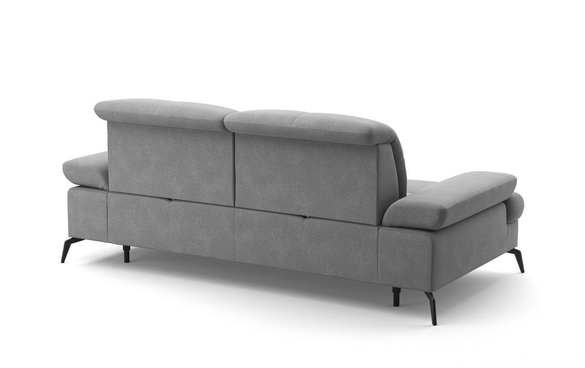 2,5-SITZER in Flachgewebe Grau  - Schwarz/Grau, Konventionell, Textil/Metall (202/90/122cm) - Sit & More