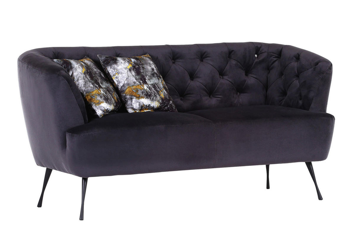 STOPPAD BÄNK i textil svart  - svart, Romantik / Lanthus, metall/textil (170/86/77cm) - Landscape