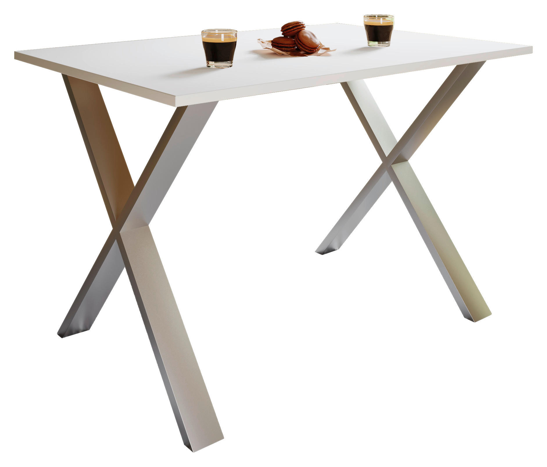 ESSTISCH Silberfarben, Weiß  - Silberfarben/Weiß, Basics, Holzwerkstoff/Metall (140/76/80cm) - MID.YOU