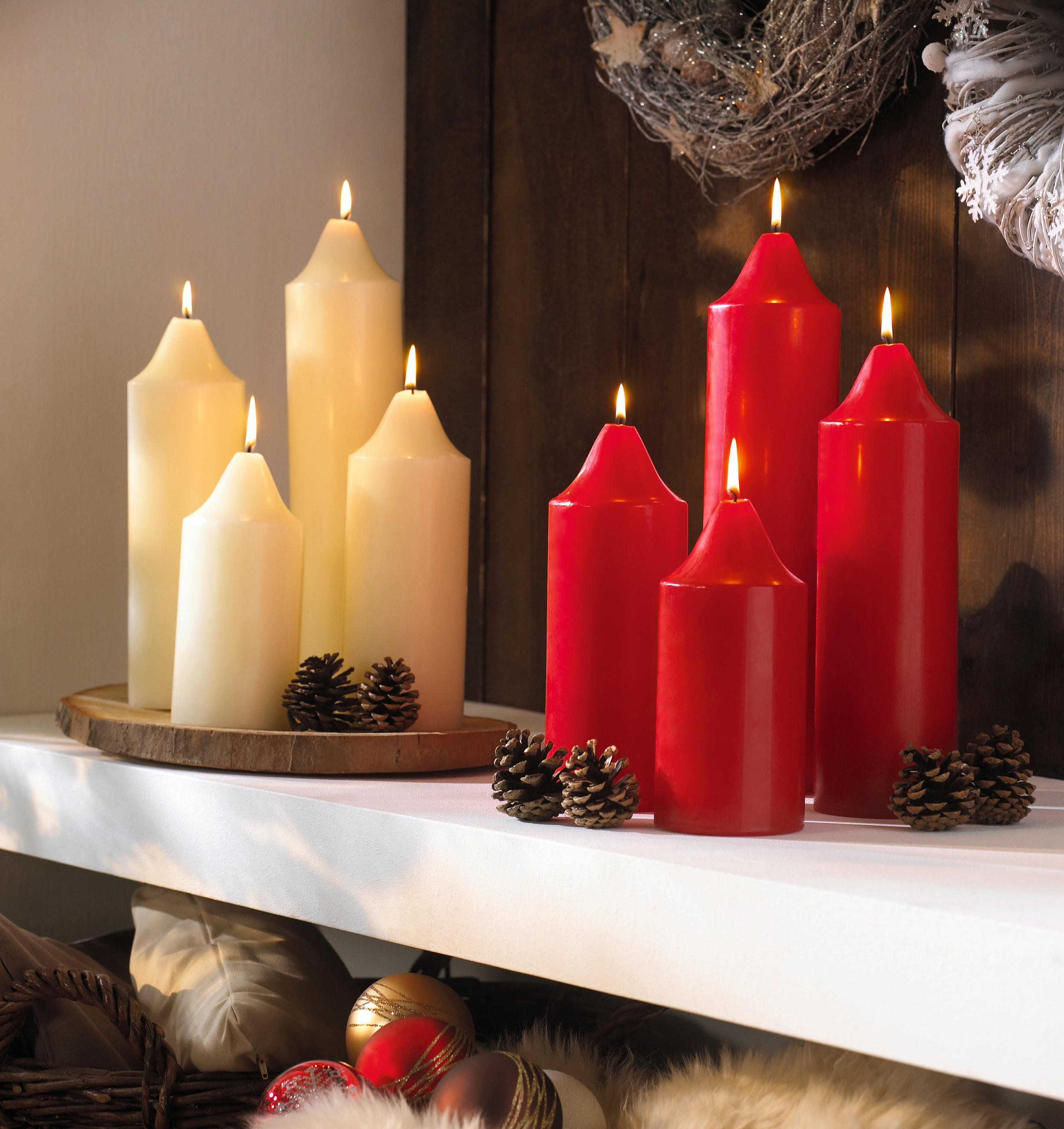 ALTARKERZE - Creme, KONVENTIONELL, Paraffin (9/20cm)