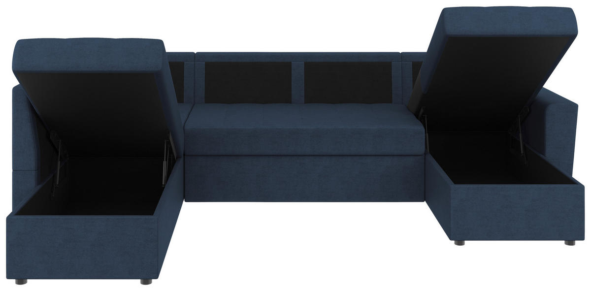 WOHNLANDSCHAFT TERMOLI Dunkelblau Jacquard  - Schwarz/Dunkelblau, Design, Kunststoff/Textil (212/297/155cm) - MID.YOU