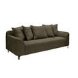 3-SITZER-SOFA  in Chenille Dunkelgrün  - Dunkelgrün/Schwarz, KONVENTIONELL, Textil/Metall (228/84/99cm) - Carryhome