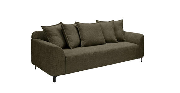 3-SITZER-SOFA  in Chenille Dunkelgrün  - Dunkelgrün/Schwarz, KONVENTIONELL, Textil/Metall (228/84/99cm) - Carryhome