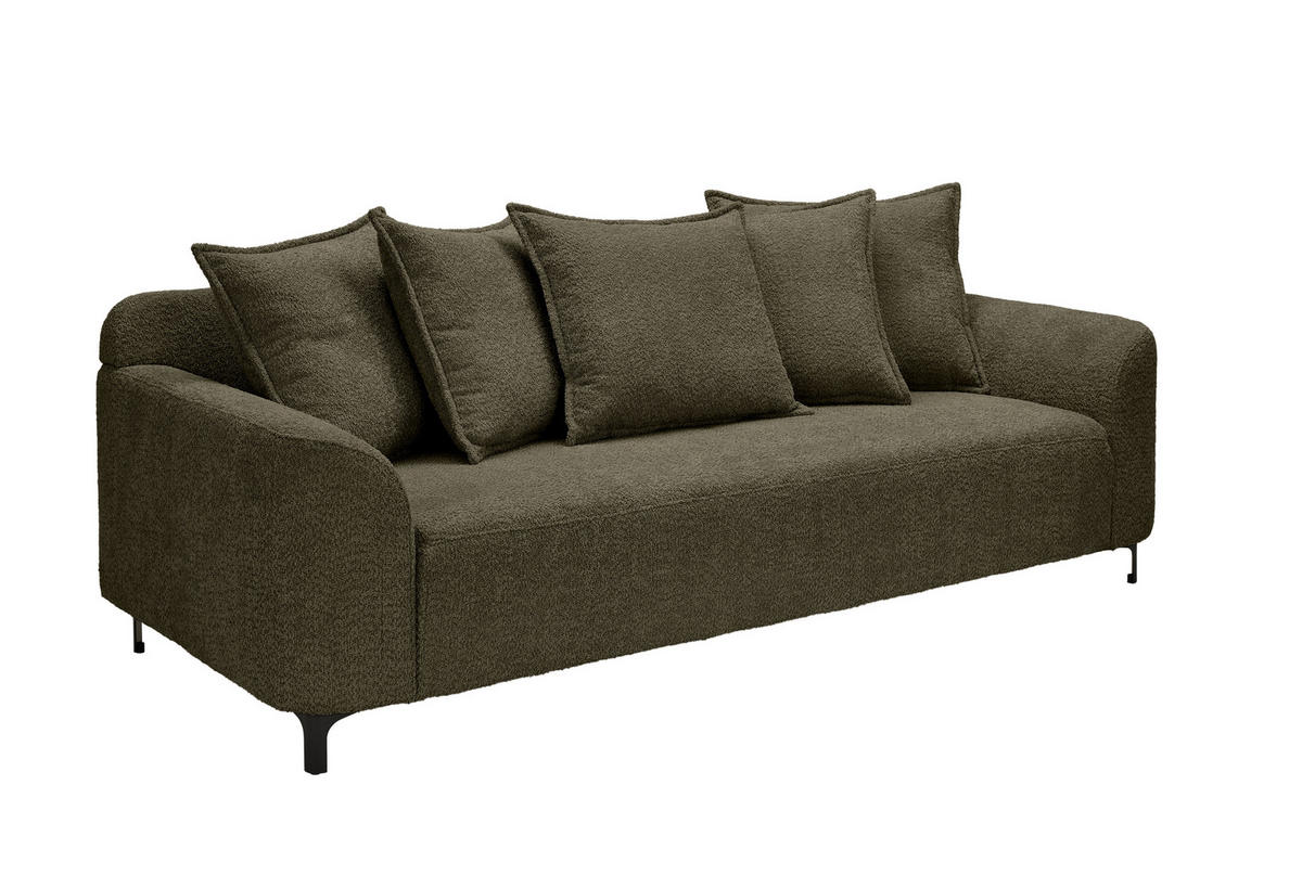 3-SITZER-SOFA Chenille Dunkelgrün  - Dunkelgrün/Schwarz, KONVENTIONELL, Textil/Metall (228/84/99cm) - Carryhome