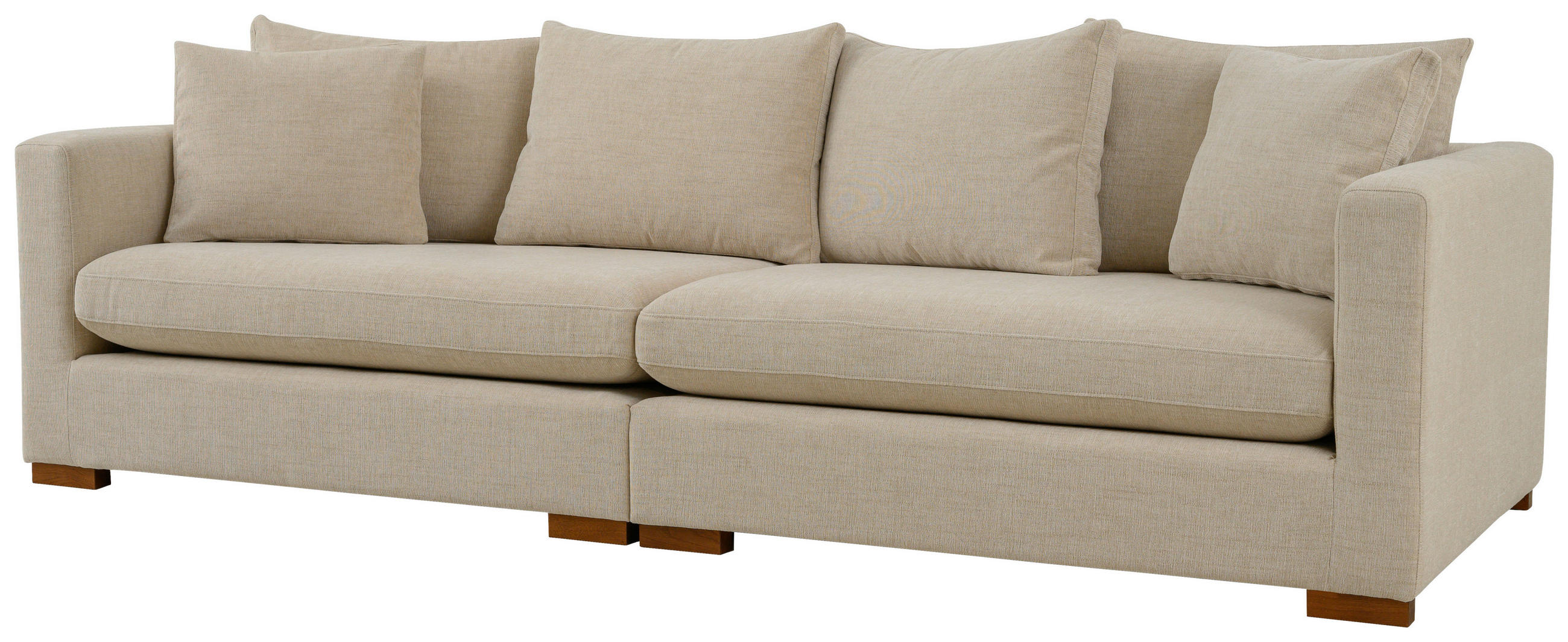 3-SITS SOFFA i flatväv beige  - beige/brun, Klassisk, metall/trä (266/80/113cm) - Carryhome