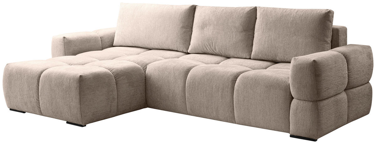 ECKSOFA Beige Chenille  - Beige/Schwarz, Design, Textil/Metall (173/299cm) - Stylife