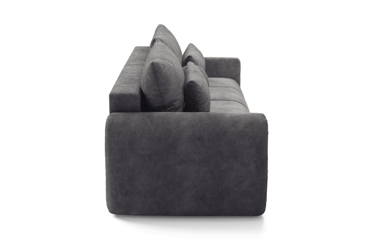 SCHLAFSOFA GERONIMO in Velours Grau  - Schwarz/Grau, Design, Kunststoff/Textil (252/93/167cm) - Livetastic