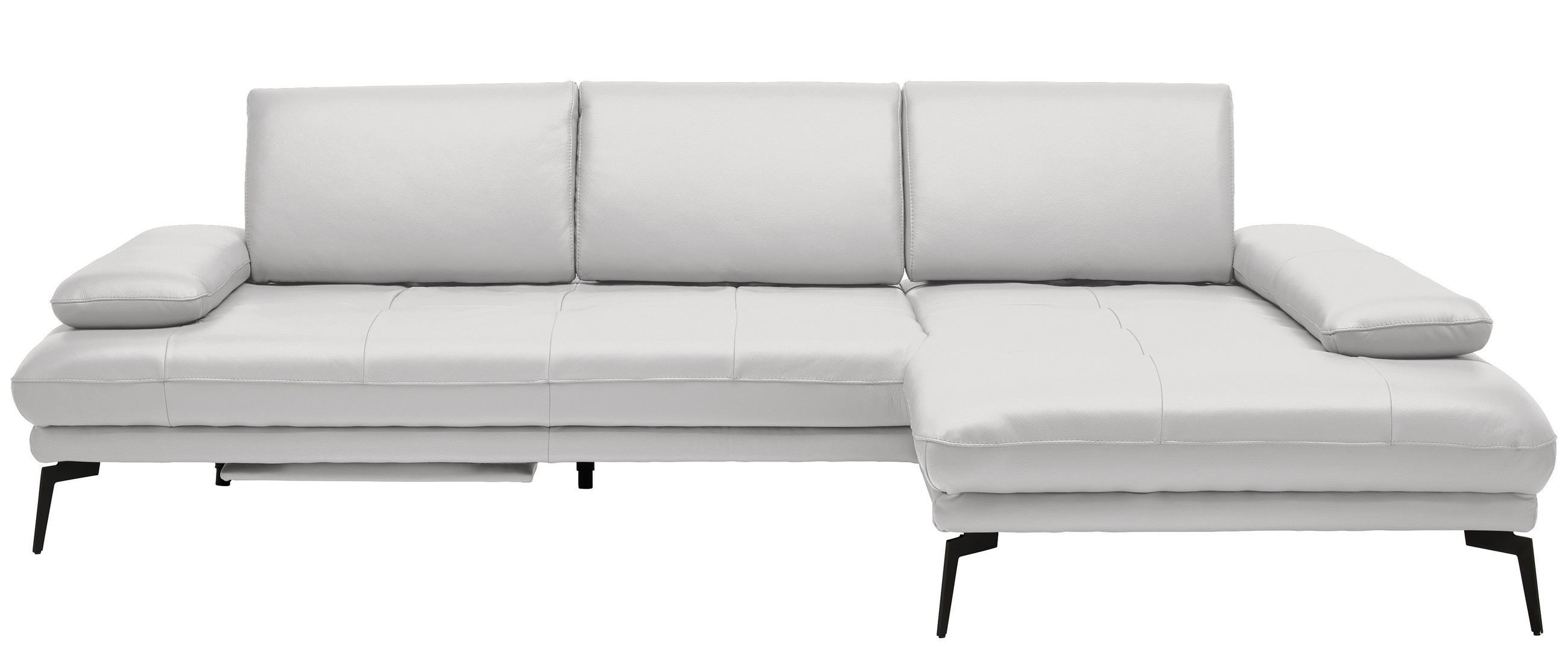 ECKSOFA Weiß Echtleder  - Schwarz/Weiß, Design, Leder/Metall (273/187cm) - Celina Home