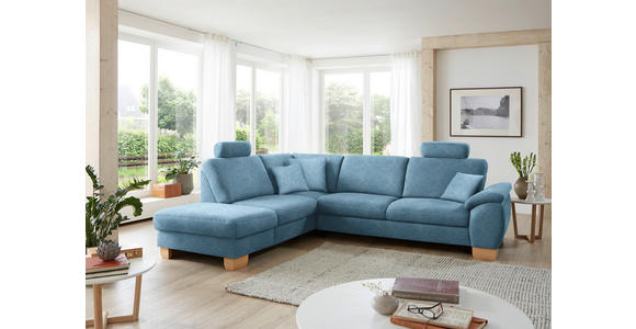 ECKSOFA in Mikrofaser Hellblau  - Wildeiche/Beige, KONVENTIONELL, Holz/Textil (236/286cm) - Voleo