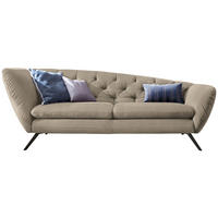 CHESTERFIELD-SOFA  in Mikrofaser Taupe  - Taupe/Schwarz, Design, Textil/Metall (223/84/90cm) - Pure Home Lifestyle