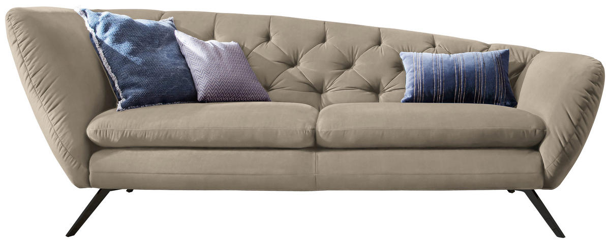 CHESTERFIELD-SOFA  in Mikrofaser Taupe  - Taupe/Schwarz, Design, Textil/Metall (223/84/90cm) - Pure Home Lifestyle