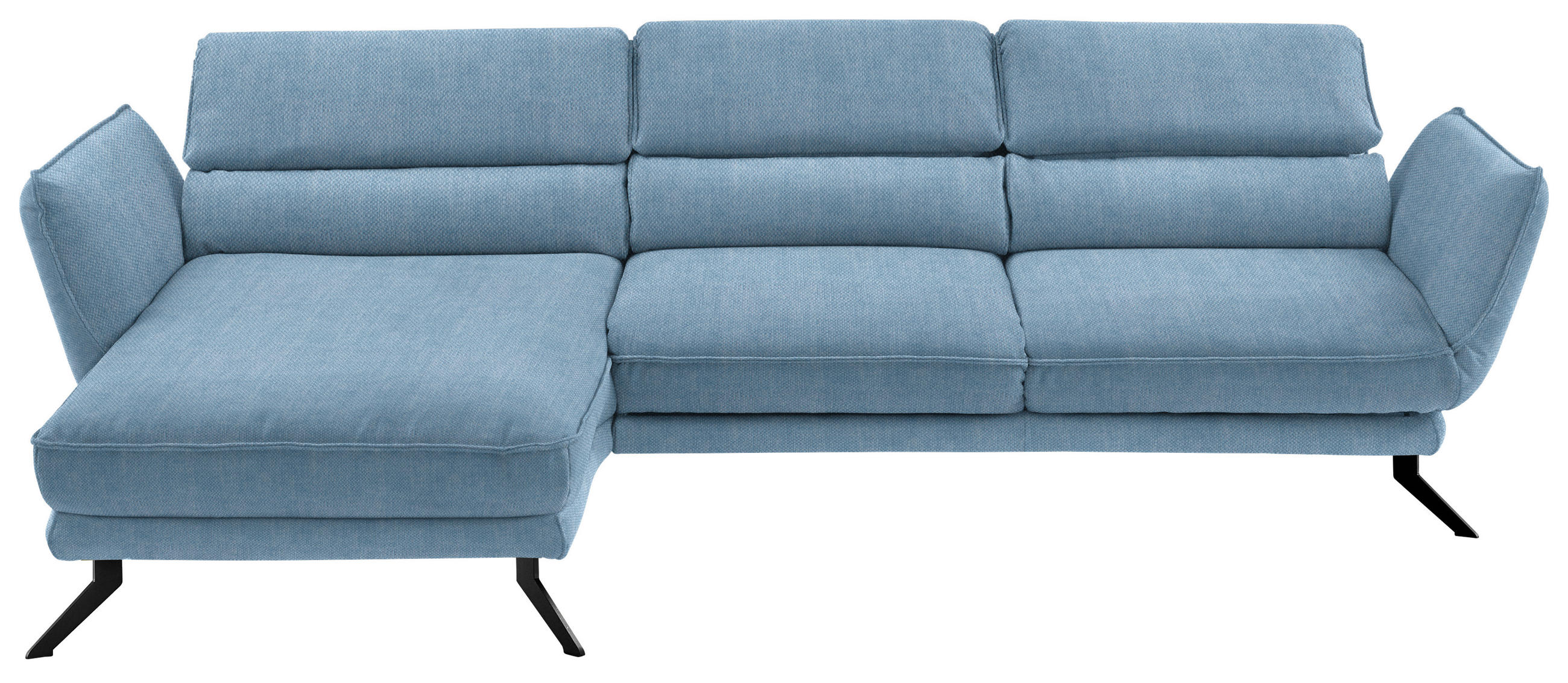 ECKSOFA in Velours Hellblau  - Schwarz/Hellblau, Design, Textil/Metall (153/283cm) - Valdera