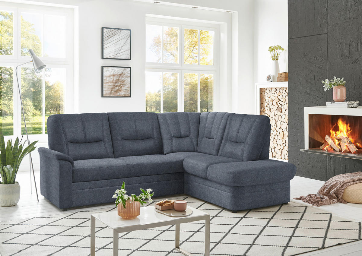ECKSOFA  in Chenille Blaugrau  235/185 cm  - Blaugrau/Schwarz, KONVENTIONELL, Kunststoff/Textil (235/185cm) - Beldomo Comfort