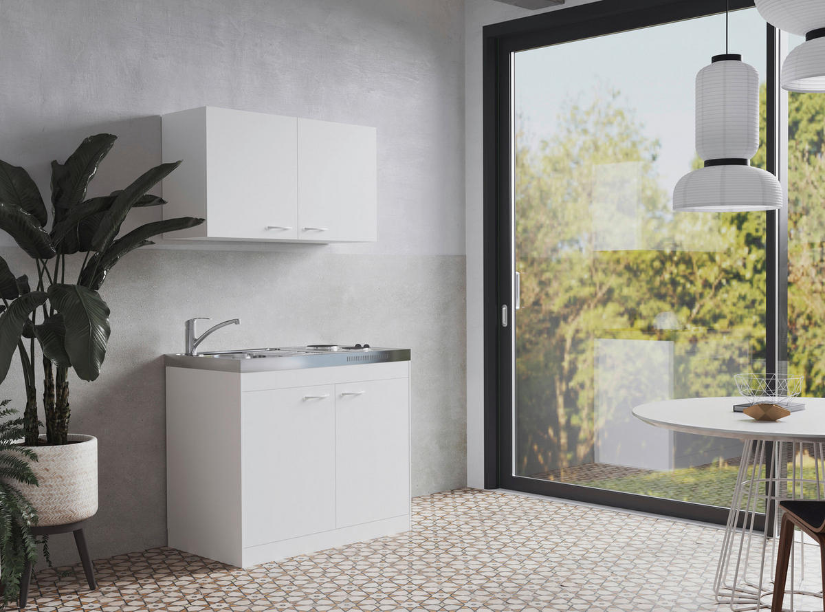 MINIKÖK 100 cm   i vit  - vit, Basics, trämaterial/plast (100cm) - Respekta