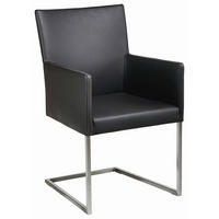ARMLEHNSTUHL  in Edelstahl Echtleder pigmentiert  - Graphitfarben, Design, Leder/Metall (54/90,5/63cm) - Bert Plantagie