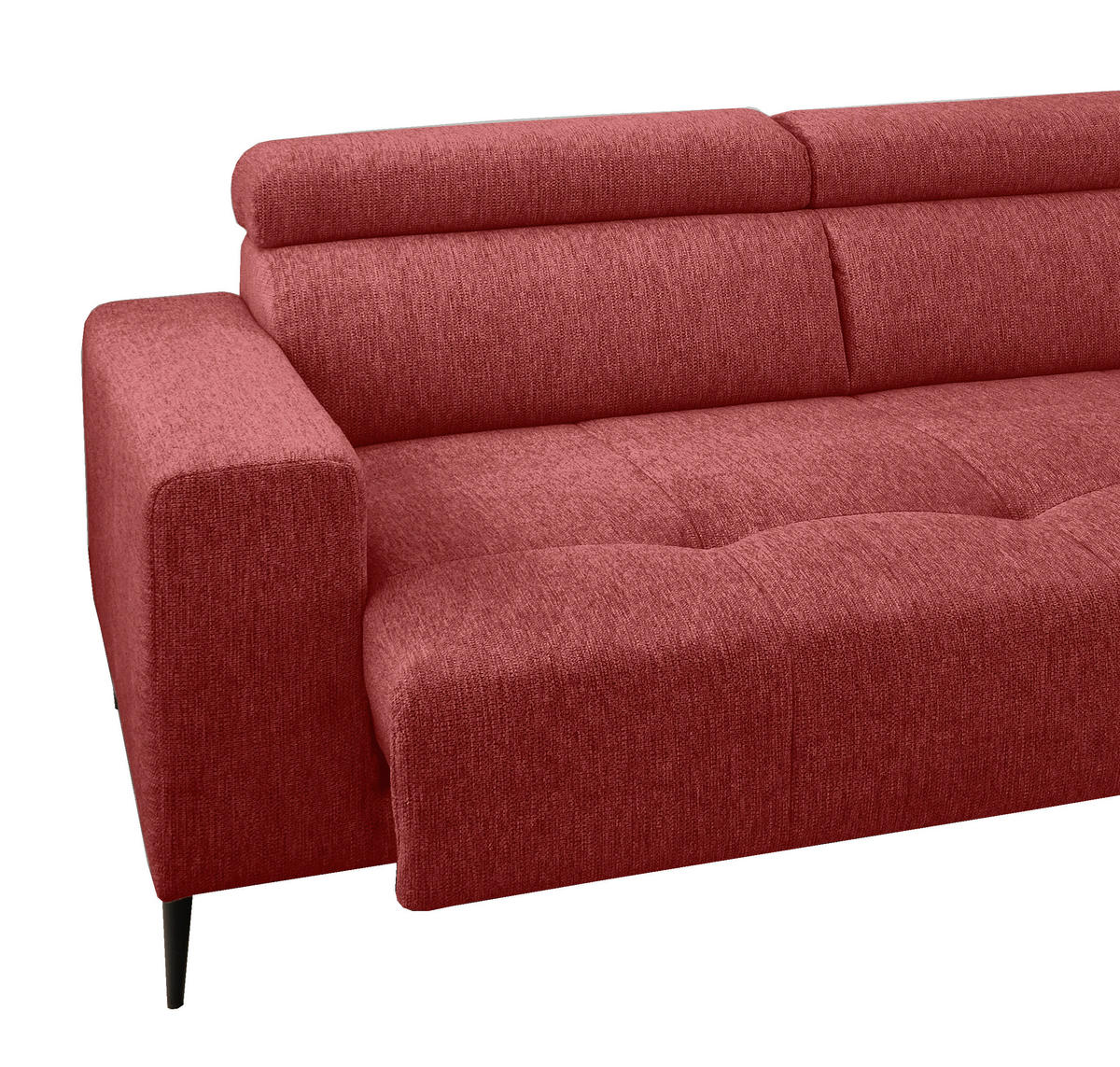 ECKSOFA Rot Chenille  - Rot/Schwarz, KONVENTIONELL, Textil/Metall (276/188cm) - Livetastic
