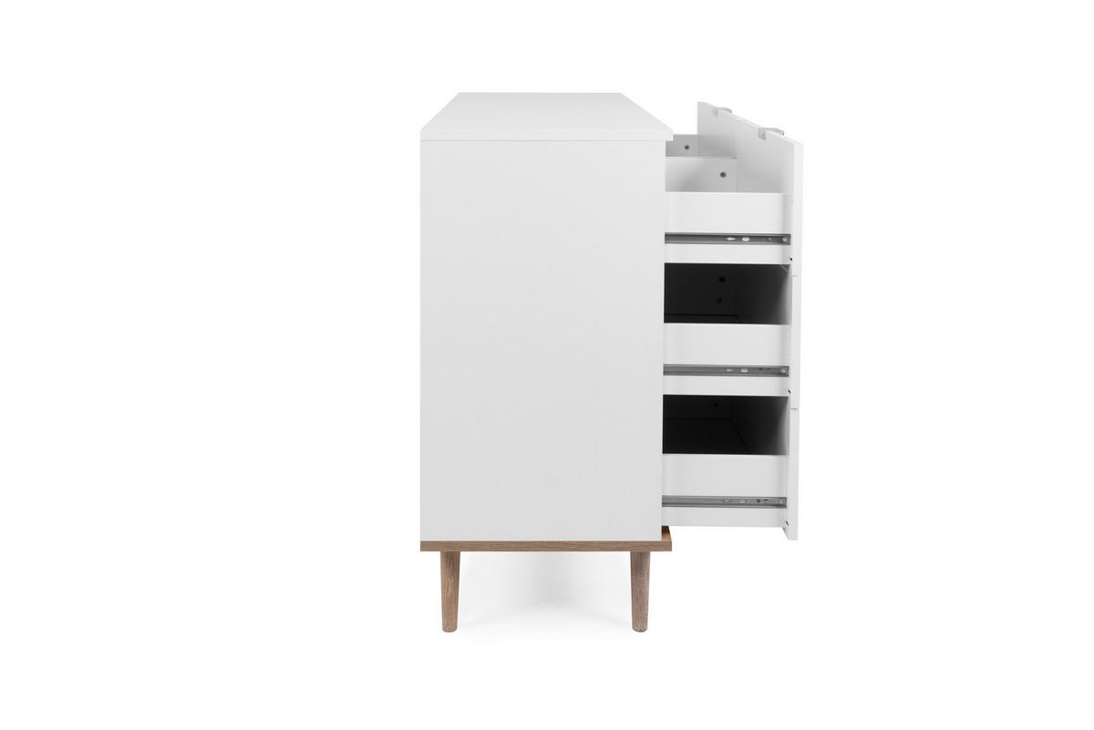 KOMMODE 120/87/40 cm Weiss, Sonoma Eiche  - Weiss/Silberfarben, Konventionell, Holz/Holzwerkstoff (120/87/40cm) - MID.YOU
