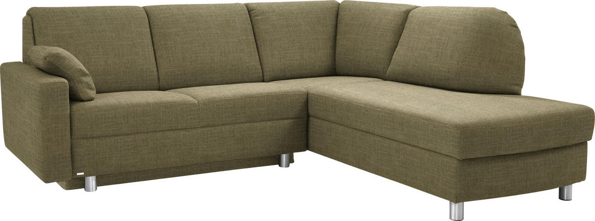 ECKSOFA in Chenille Olivgrün  227/208 cm  - Alufarben/Olivgrün, KONVENTIONELL, Textil/Metall (227/208cm) - Sedda