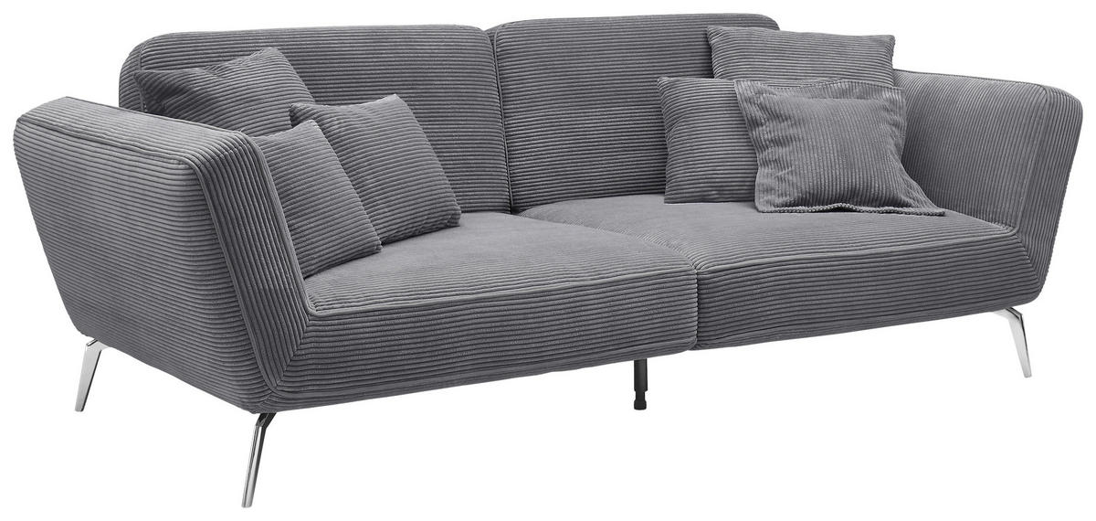 3-SITZER-SOFA Cord Schwarz  - Chromfarben/Schwarz, KONVENTIONELL, Kunststoff/Textil (260/90/125cm) - SetOne by Musterring