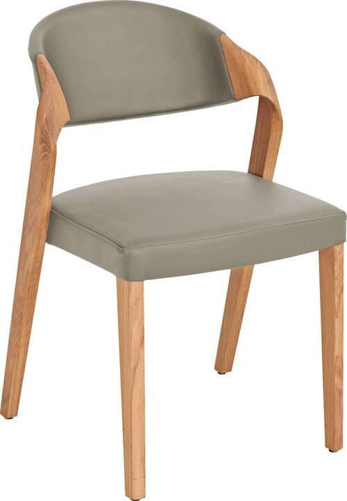 STUHL Echtleder Eichefarben, Hellbraun Altholz, Eiche massiv  - Hellbraun/Eichefarben, Natur, Leder/Holz (53/82/57cm) - Voglauer