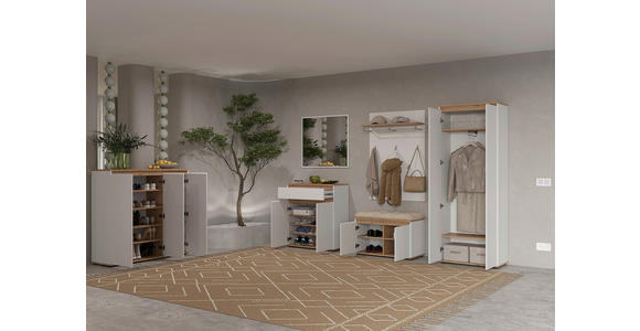 GARDEROBE  in 263,5/193/41,4 cm  - Weiß/Eiche Artisan, MODERN, Holzwerkstoff (263,5/193/41,4cm) - Carryhome