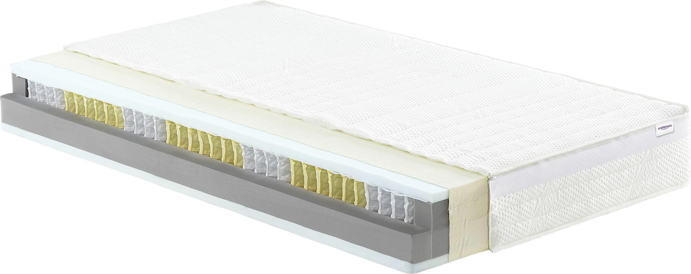 TASCHENFEDERKERNMATRATZE 120/200 cm Höhe ca. 23 cm  - Weiß, KONVENTIONELL, Textil (120/200cm) - Sleeptex