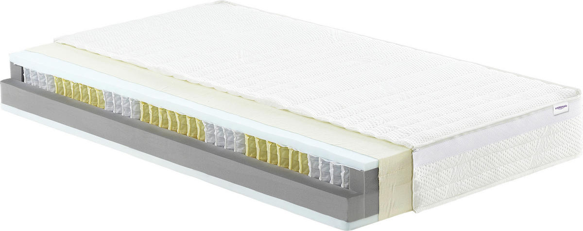 TASCHENFEDERKERNMATRATZE 120/200 cm Höhe ca. 23 cm  - Weiß, KONVENTIONELL, Textil (120/200cm) - Sleeptex