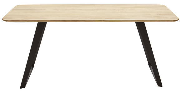 ESSTISCH Wildeiche massiv rechteckig Schwarz, Eichefarben - Eichefarben/Schwarz, Design, Holz/Metall (180/90/76cm) - Voleo