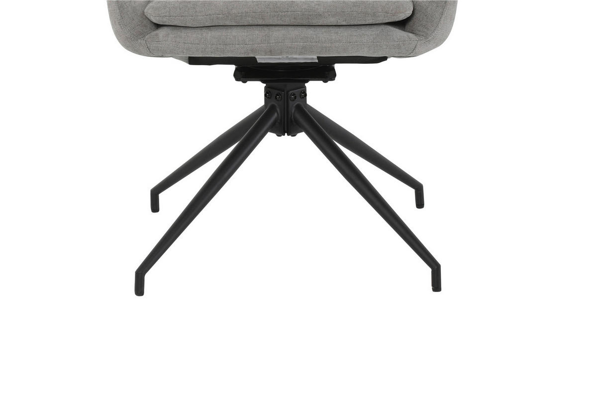 ARMLEHNSTUHL  Sitzfläche 180° drehbar, automatische Rückholfunktion Chenille  Grau, Schwarz  - Schwarz/Grau, MODERN, Textil/Metall (57.5/82/65cm) - Livetastic