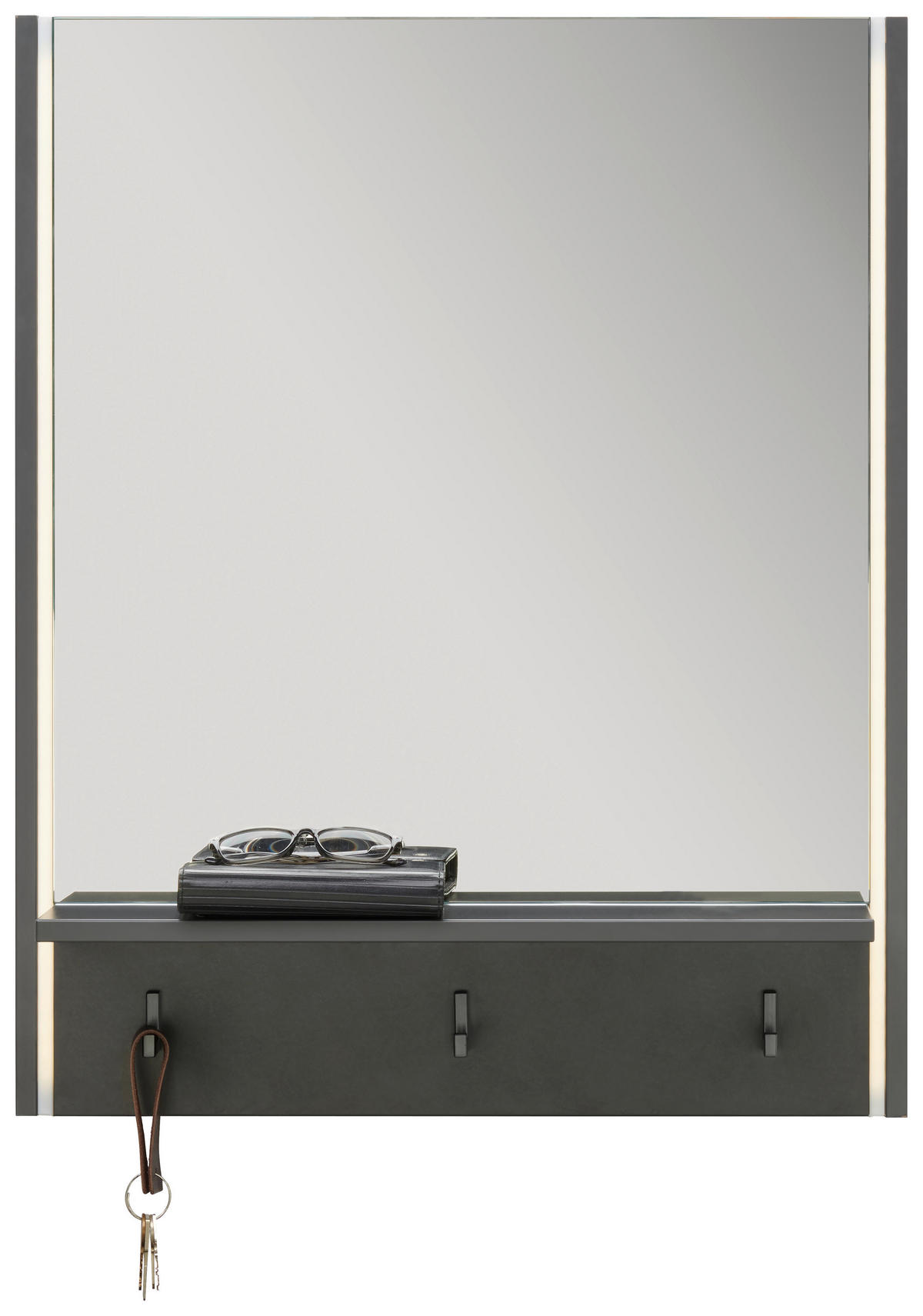 WANDSPIEGEL 60/80/17 cm    in rechteckig  - Grau, Design, Glas/Holzwerkstoff (60/80/17cm) - Hom`in