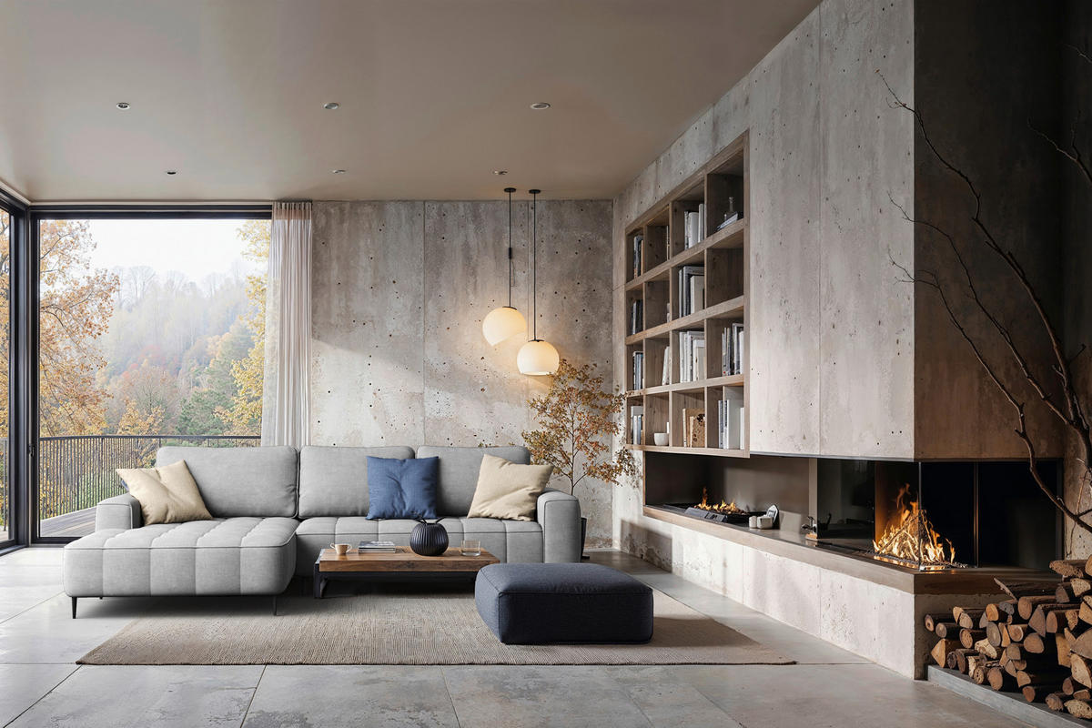 ECKSCHLAFSOFA Florence in Velours Grau  - Schwarz/Grau, Basics, Textil/Metall (166/280cm) - Livetastic