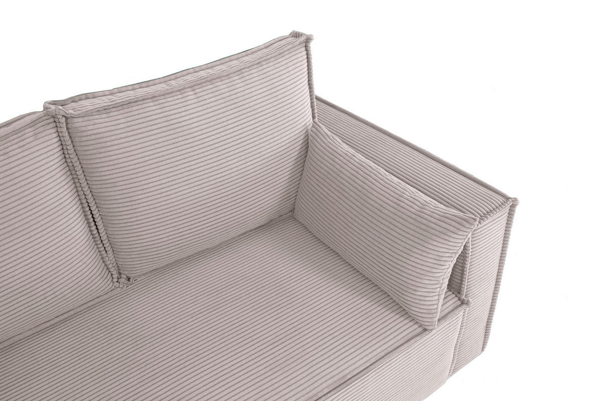 SCHLAFSOFA  mit Rücken echt, Armteil links, Armteil rechts Cord Hellgrau  - Hellgrau/Schwarz, Design, Textil (232/85/92cm) - Xora