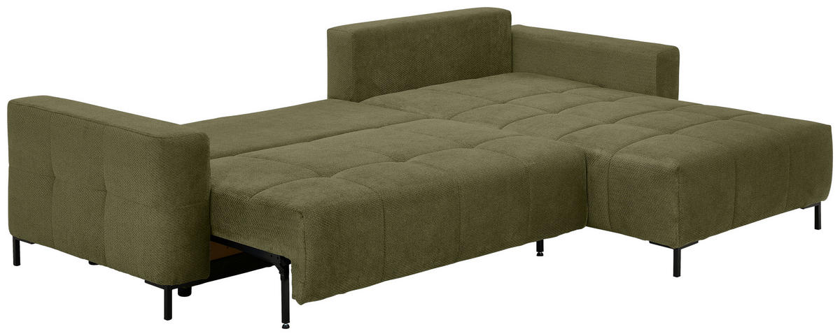 ECKSOFA Olivgrün Webstoff  - Schwarz/Olivgrün, KONVENTIONELL, Textil/Metall (292/192cm) - Carryhome