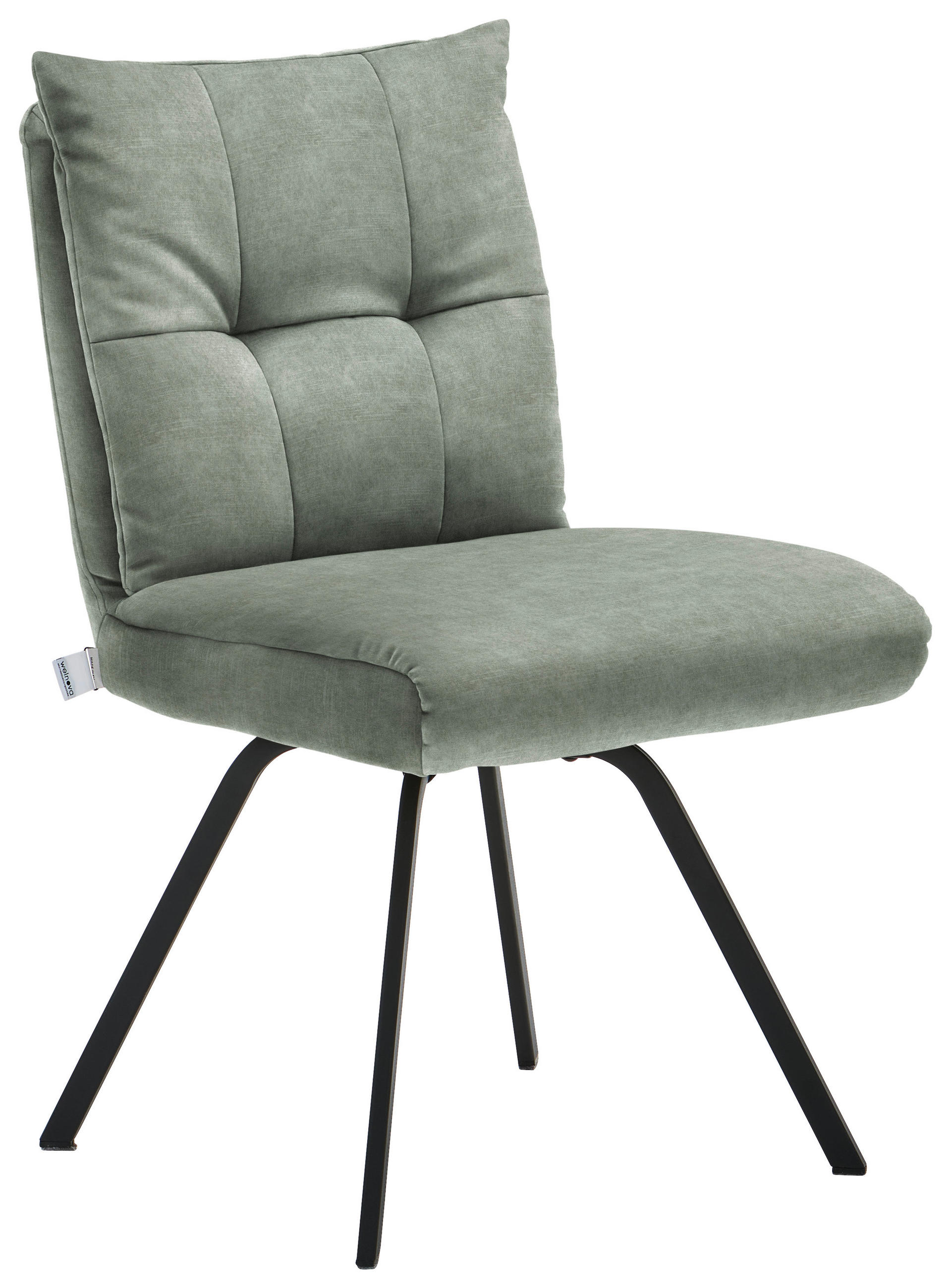 STUHL Velours  - Graublau/Schwarz, Design, Textil/Metall (50/82/68cm) - Welnova