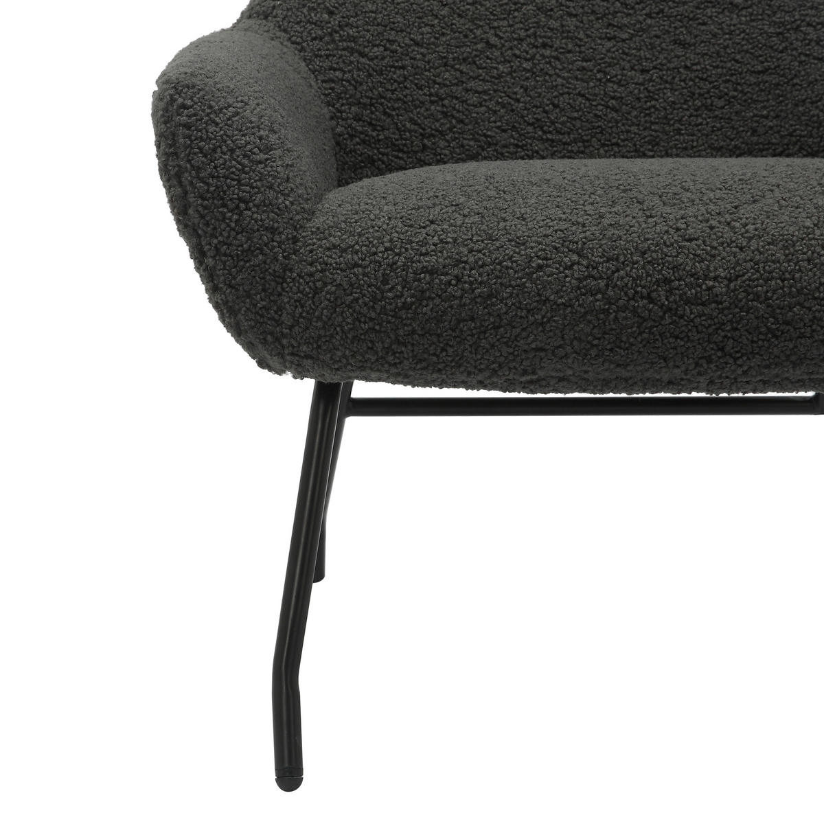 SESSELSET in Teddystoff Anthrazit  - Anthrazit/Schwarz, MODERN, Textil/Metall (79/103/82cm) - Livetastic