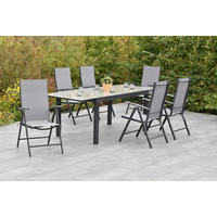 GARTENSET 7-teilig  - Graphitfarben/Grau, MODERN, Textil/Metall - Gardenson