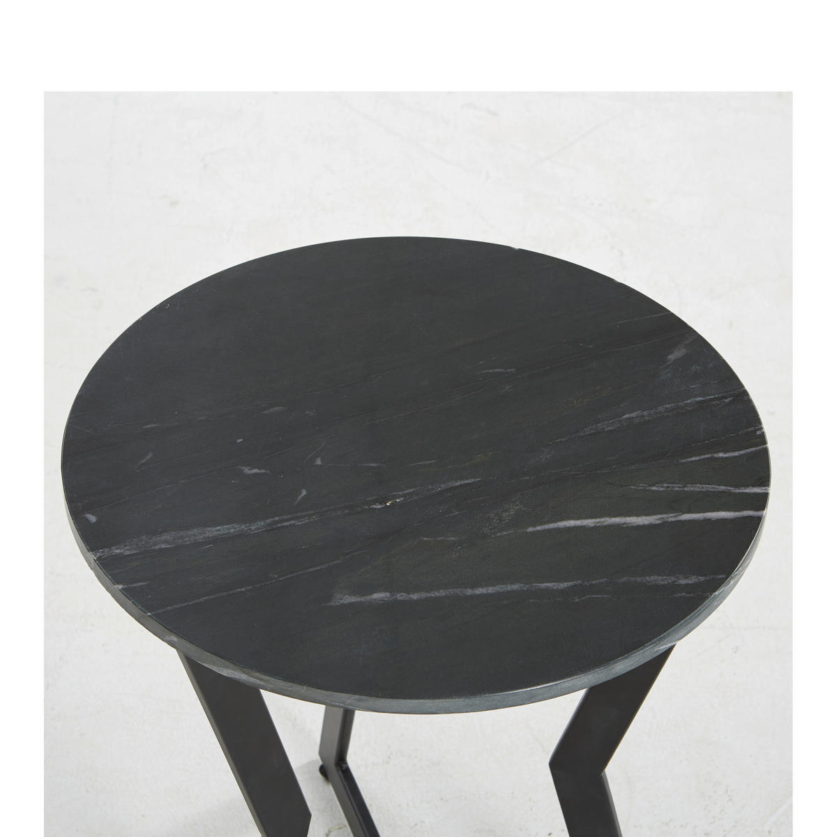MASĂ AUXILIARĂ in metal, piatră 45/45/52 cm  - negru, Design, metal/piatră (45/45/52cm) - Novel