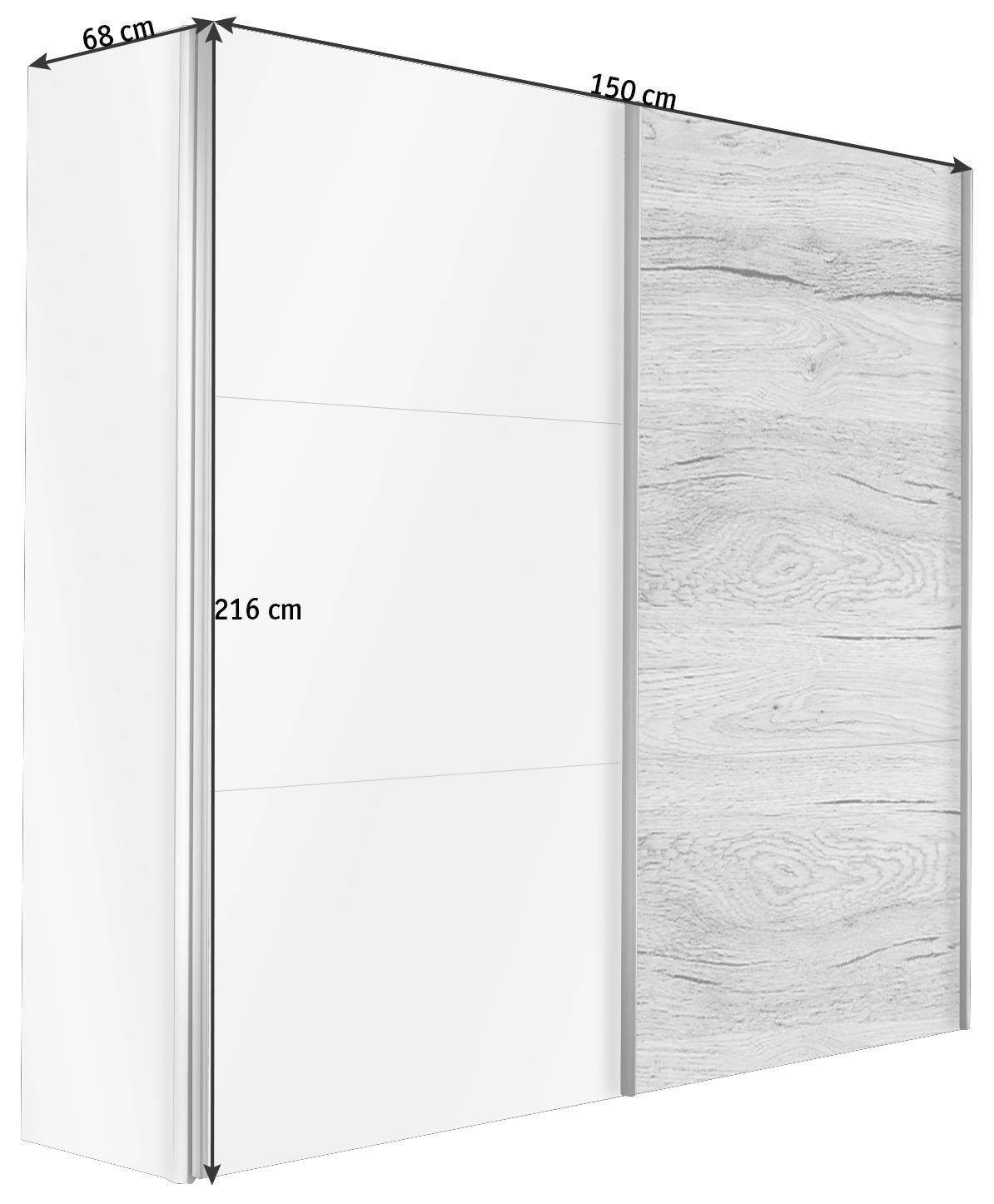 SKRIŇA S POS. DVER. – HOR.VED, grafitová, biela, 150/216/68 cm - biela/grafitová, Design, kov/kompozitné drevo (150/216/68cm) - Hom`in