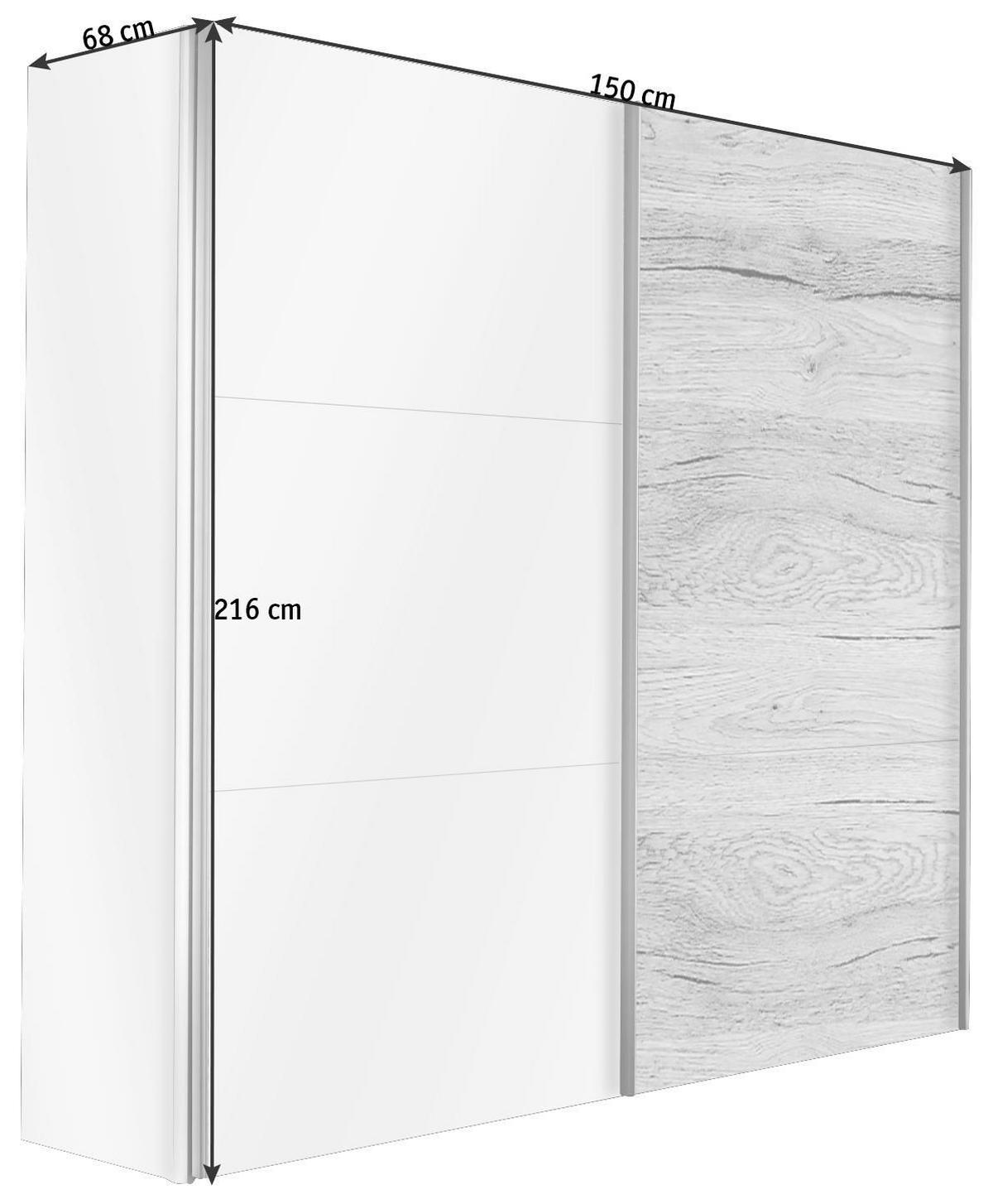 SKRIŇA S POS. DVER. – HOR.VED, grafitová, biela, 150/216/68 cm - biela/grafitová, Design, kov/kompozitné drevo (150/216/68cm) - Hom`in