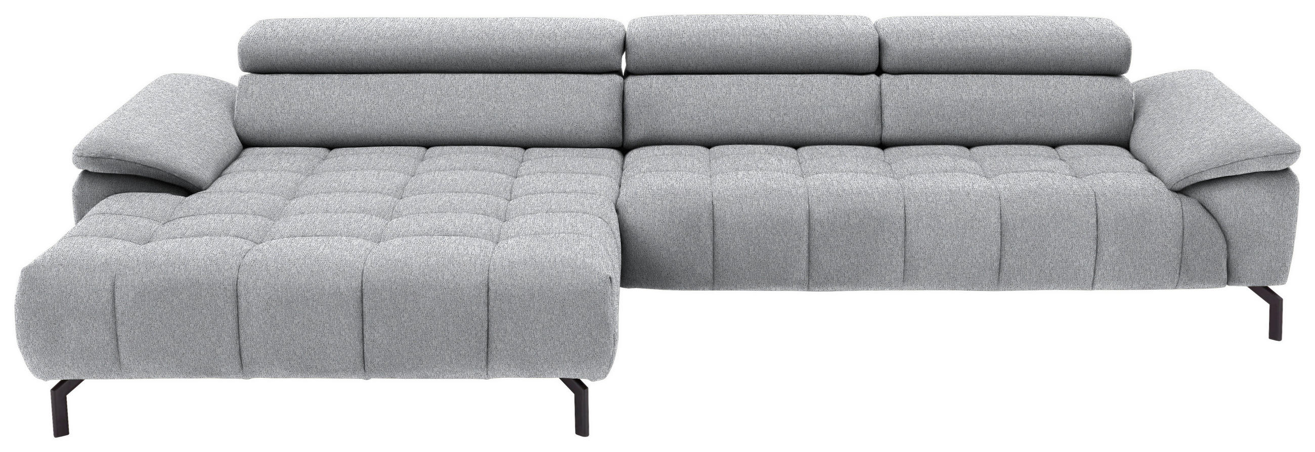 ECKSOFA in Webstoff Hellgrau  - Hellgrau/Schwarz, Design, Textil/Metall (190/329cm) - Beldomo Style