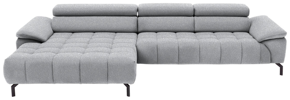 ECKSOFA in Webstoff Hellgrau  190/329 cm  - Hellgrau/Schwarz, Design, Textil/Metall (190/329cm) - Beldomo Style
