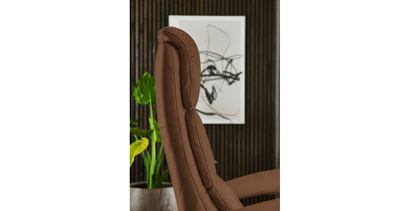 RELAXSESSEL in Leder Cognac  - Edelstahlfarben/Cognac, Design, Leder/Metall (76/119/86cm) - Dieter Knoll