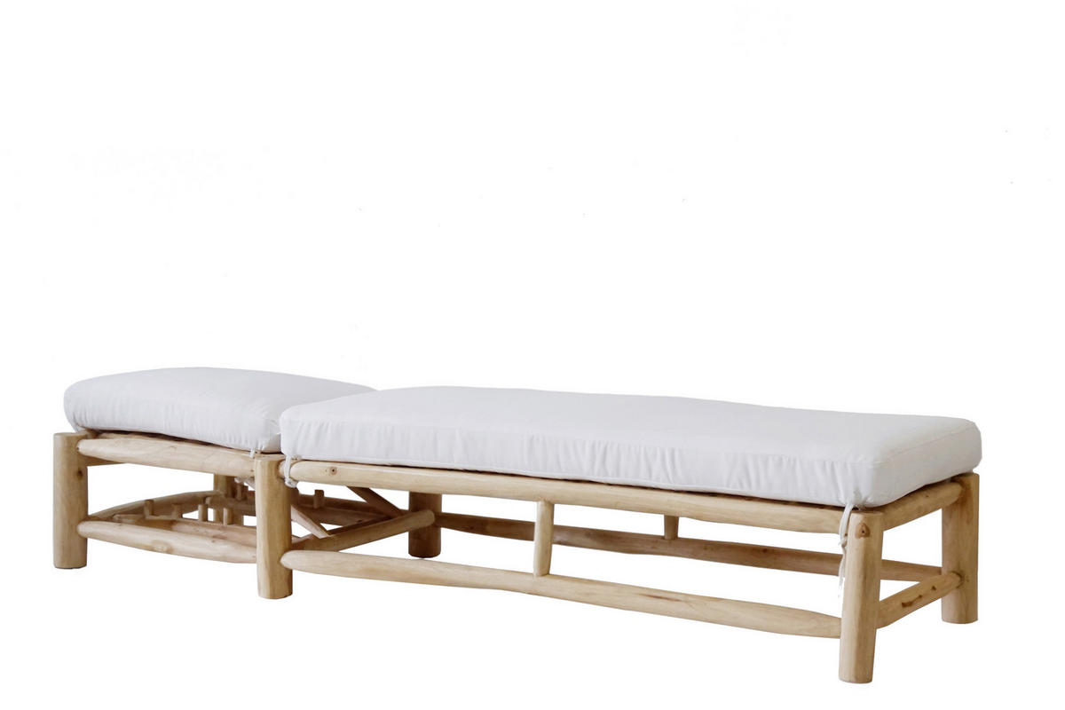 GARTENLIEGE 200/44/80 cm  - Naturfarben/Weiß, Design, Holz/Textil (200/44/80cm) - Livetastic