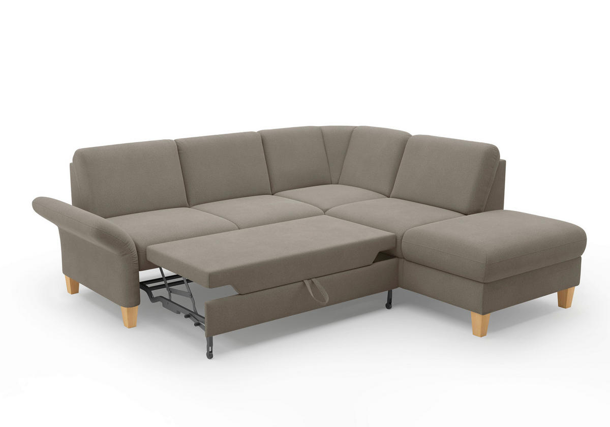 ECKSOFA ROCHELLE E Schlammfarben Flachgewebe  - Schlammfarben/Eichefarben, KONVENTIONELL, Holz/Textil (240/216cm) - Sit & More