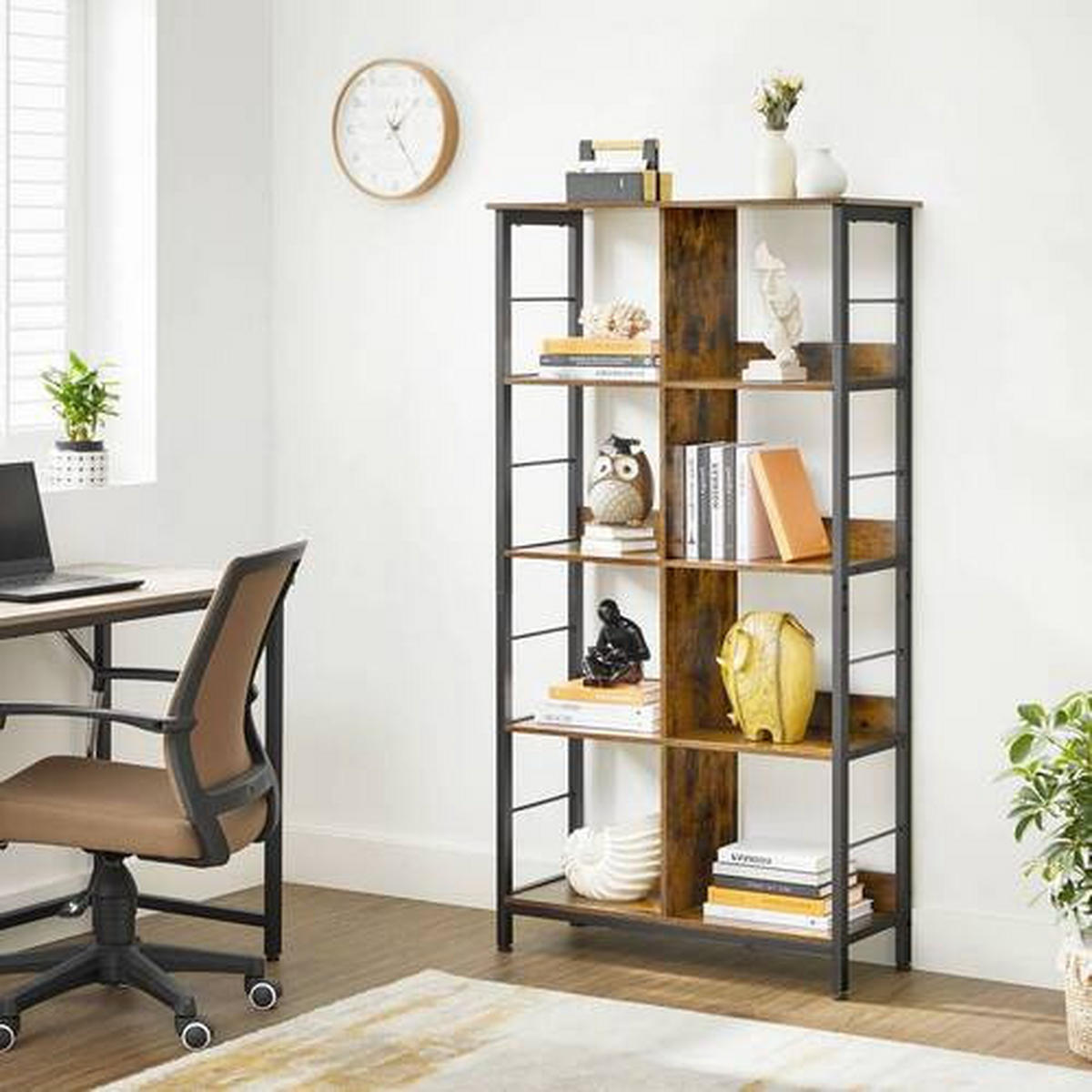 BÜCHERWAND  80/149/33 cm Braun, Schwarz  - Schwarz/Braun, Basics, Holzwerkstoff/Metall (80/149/33cm) - Boxxx